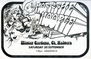 Poster for Plastic Dog's promotion at the Winter Gardens, Malvern
